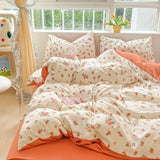 CIFEEO-Spring Summer Bedding Set Euro Bedding Set White Aerobic Jacquard Pattern Washable Cotton Floral Beddings Sets for Full Queen Bedroom Bed Sheet Sets Linen