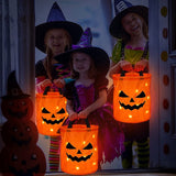 Cifeeo LED Light Halloween Trick or Treat Bucket Pumpkin Candy Bags Collapsible Halloween Basket for Thanksgiving Party Gift Basket