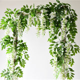 DIY Artificial Flowers Vine Garland Wisteria Silk Artificial Rattan Hanging Flowers Romantic Wedding Arch Decoration Fake Ivy Plants