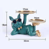 Cifeeo Resin Dog Statue Room Decor,Butler Sculpture With 2 Trays For Storage,French Bulldog Figurine Home Decoration,Table Ornaments