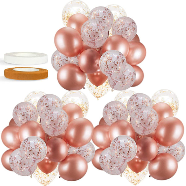 60 PCS Dandy Decor Rose Gold Balloons + Confetti Balloons w/ Ribbon