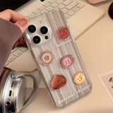 Cifeeo-gifts Cute 3D Button Stripes Glitter Phone Case