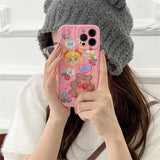 Cifeeo-gifts Cute Pink Oil Painting Bear Phone Case
