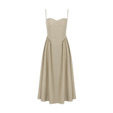 Cifeeo-Summer Elegant Midi A Line Dress Lovely V Neck Spagehetti Strap Holiday Party Dress Casual Women New Arrivals 2025