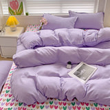 Cifeeo-2025 Spring Bedding Set Ins Pink Plaid Bedding Set No Filler Twin Queen Size Comforter Cover Flat Sheet Pillowcase Girls Boys Solid Blanket Duvet Duvet