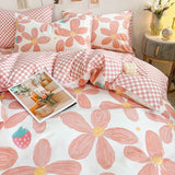 Cifeeo-2025 Spring Bedding Set Cute Cherry Duvet Cover Set with Pillowcase Soft Summer Thin Flat Sheet Floral Boys Girls Queen Full Size Home Bedding Kit