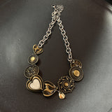 Cifeeo-Vintage Jewelry Y2K Style Vintage Leather Brown Stone Pendant Necklace Stacking Choker Temperament Clavicle Chain for Women Girl Autumn Winter Necklace