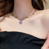 Cifeeo-Vintage Jewelry Y2K Style New Rainbow Lgbt Colorful Pin Necklace For Men Women Choker Unusual Y2k Vintage Jewelry Egirl Accessories Trend Gift