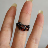 Cifeeo-Vintage Jewelry Y2K Style Vintage Goth Thorny Rose Couple Rings For Men Women Charm Irregularity Opening Stainless Steel Punk Finger Ring Jewelry Y2k Gift