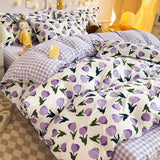 Cifeeo-2025 Spring Bedding Set Korean Style Duvet Cover Set No Filler Fashion Floral Ins Twin Double Queen Size Boys Girls Flat Sheet Pillowcases Bedding Linen