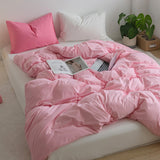 Cifeeo-INS Pink Series Duvet Cover set Pillow Case Bed Sheet Solid Color Quilt Covers Boy Kid Teen Girl Bedding Linens Set King Queen