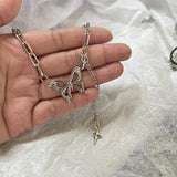 Cifeeo-Vintage Jewelry Y2K Style Silver Color Y2K Butterfly Heart Pendant Necklaces Fashion Vintage Pearl Crystal Multi-layered Chains Necklace for Women Jewelry