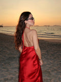 Cifeeo-2025 Halter Long Dresses for Women Backless Satin Dress Woman Sexy Midi Dresses Elegant Evening Party Dress