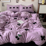 Cifeeo-Washed Cotton Bedding sets Bow Tie Duvet Cover bed sheets with Pillowcase Bedding Linens Set for Queen/King edredones de cama