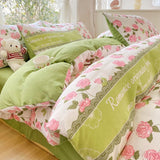 Cifeeo-2025 Spring Bedding Set Romantic Floral Duvet Cover Set Ins Style with Flat Sheet Pillowcase No Filler Single Queen Size Home Decor Bed Linens