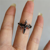 Cifeeo-Vintage Jewelry Y2K Style Vintage Goth Thorny Rose Couple Rings For Men Women Charm Irregularity Opening Stainless Steel Punk Finger Ring Jewelry Y2k Gift