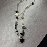 Cifeeo-Vintage Jewelry Y2K Style Korean Fashion Cow Star Pendant Necklace Punk Aesthetic Red Necklace For Women Y2K Choker Accessories Vintage Charm Jewelry