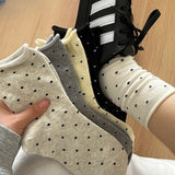 Cifeeo-Polka Dot Socks Feminina Ruffles Autumn Womans Ankle Socks Korean Style Kawaii Harajuku Cute Stockings Thin Japanese Tights 2024