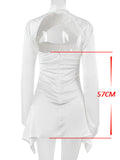 Cifeeo-High Quality Summer Satin Bodycon Dress Women Party Dress 2025 Draped White Sexy Dress Celebrity Club Evening Night Dresses