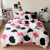 Cifeeo-2025 Spring Bedding Set Ins Style Big Eyes Duvet Cover No Filling Double Mix Color Flat Sheet Pillowcases Washed Cotton Embroidery Queen Bedding Set