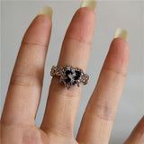 Cifeeo-Vintage Jewelry Y2K Style Vintage Goth Thorny Rose Couple Rings For Men Women Charm Irregularity Opening Stainless Steel Punk Finger Ring Jewelry Y2k Gift