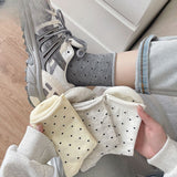 Cifeeo-Polka Dot Socks Feminina Ruffles Autumn Womans Ankle Socks Korean Style Kawaii Harajuku Cute Stockings Thin Japanese Tights 2024