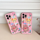 Cifeeo-gifts Cute Pink Oil Painting Bear Phone Case