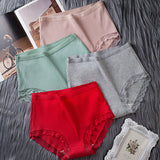 Cifeeo-5a Antibacterial Women's Underwear Cotton Mid Waist Seamless Women's Shorts New Style Women Underwear  Sexy  Panties 3-piece Set