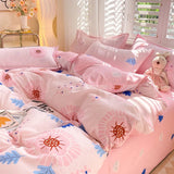 Cifeeo-2025 Spring Bedding Set Cute Carrot Duvet Cover Set with Zipper Kids Kawaii Flat Sheet Pillowcases No Filler Twin Queen Size Girls Boys Gift Bedding Set