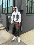 Cifeeo-Vintage Hip-hop street style men's and women hooded sweatshirts fashionable American retro Harajuku geometric pattern printed sweatshirt
