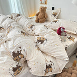 Cifeeo-Pink Leopard Print Bedding Set Boys Girls Twin Queen Duvet Cover Flat Sheet Pillowcase Bed Linens Kids Adult Fashion Home Use