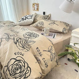 Cifeeo-2025 Spring Bedding Set Floral Blue Duvet Cover Set Flat Sheet Pillowcase No Filler Fashion New Single Full Size Girls Boys Dormitory Home Bedding Kit