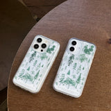 Cifeeo-gifts Snowflake Quicksand Green Pine Trees Phone Case