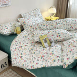 Cifeeo-2025 Spring Bedding Set Simple Leaves Duvet Cover Set Floral Printed with Sheet Pillowcases No Filler Soft Bed Linen Full Queen Size Home Bedding Set