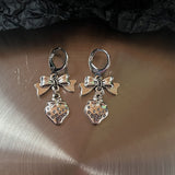 Cifeeo-Vintage Jewelry Y2K Style Vintage Bowknot Pendant Hoop Earrings for Women Egirl Unusual Korean Fashion Aesthetic Bow Ear Rings Y2K Jewelry Accessories