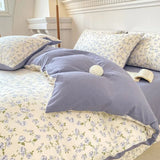 Cifeeo-2025 Spring Bedding Set Cute Korean Duvet Cover Set Floral Style with Flat Sheet Pillowcase No filler Twin Queen Double Girls Boys Home Decor Bed Linens