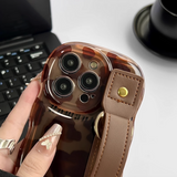 Cifeeo-gifts Brown Leopard Print Leather Strap Apple IPhone Case