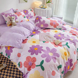 Cifeeo-2025 Spring Bedding Set Spring Bedding Set Fashion Cartoon Kids Single Double Queen Size Flat Sheet Duvet Cover Pillowcase Bed Linens Home Textile