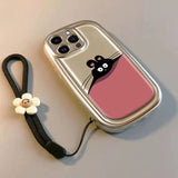 Cifeeo-gifts Cute Electroplated Cat Phone Case + Lanyard💕
