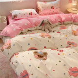 Cifeeo-2025 Spring Bedding Set Kids Duvet Cover Set Cute Cartoon No Filler Single Queen Size Girls Boys Flat Sheet Pillowcase Spring Summer Soft Bed Linens