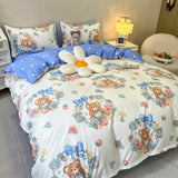 Cifeeo-2025 Spring Bedding Set Cute Bear Duvet Cover Set with Flat Sheet Pillowcases Twin Double Queen Size Bed Linen Boys Girls Home Gift Bedding Textile