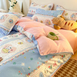 Cifeeo-2025 Spring Bedding Set Cute Bear Bedding Set No Filler Full Queen Size Duvet Cover Flat Sheet Pillowcase Kids Adults Fashion Soft Comforter Cover