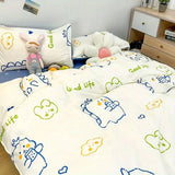 Cifeeo-2025 Spring Bedding Set Romantic Bedding Set Floral Ins Style Duvet Cover Flat Sheet with Pillowcases Single Queen Full Size Boys Girls Korean Bed Linen