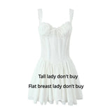 Cifeeo-Sexy Spaghetti Strap Corset Dress Elegant Fluffy Party Dresses Slim A Line Lace Up Dress Cotton Women Clothing