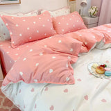 Cifeeo-2025 Spring Bedding Set Nordic Pink Checkerboard Duvet Cover Sets With Pillowcases Flat Sheet Kids Girls Boys Full Queen Twin Size Kawaii Bedding Kit