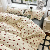 Cifeeo-2025 Spring Bedding Set Floral Korean Style Duvet Cover Set No Filler Pillowcase Flat Sheet Twin Queen Size Boys Grils Romantic Bedding Kit