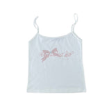 Cifeeo-Vintage Vintage Harajuku Cute Fashion Streetwear Aesthetic Sexy Slim women's Sleeveless Camisole Punk Sweet geometric print Camisole Top