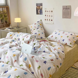 Cifeeo-2025 Spring Bedding Set Spring Bedding Set Fashion Cartoon Kids Single Double Queen Size Flat Sheet Duvet Cover Pillowcase Bed Linens Home Textile