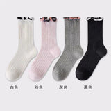 Cifeeo-Ruffles Socks Feminina Patchwork Womans Ankle Socks Korean Style Kawaii Harajuku Cute Stockings Autumn Thin Japanese Tights 2024