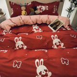 Cifeeo-2025 Spring Bedding Set Cute Cartoon Bedding Set New No Filler Ins Soft Duvet Cover Flat Sheet Pillowcases Twin Queen Size Girls Boys Comforter Cover